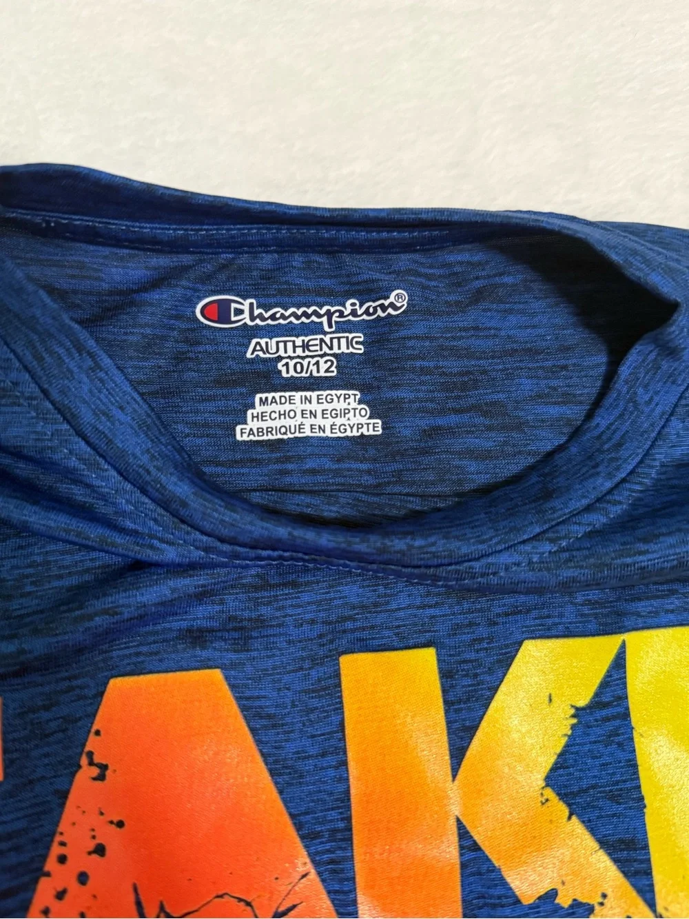 Champion Youth 10/12 Blue Performance T-Shirt Take Your Best Shot Basketball